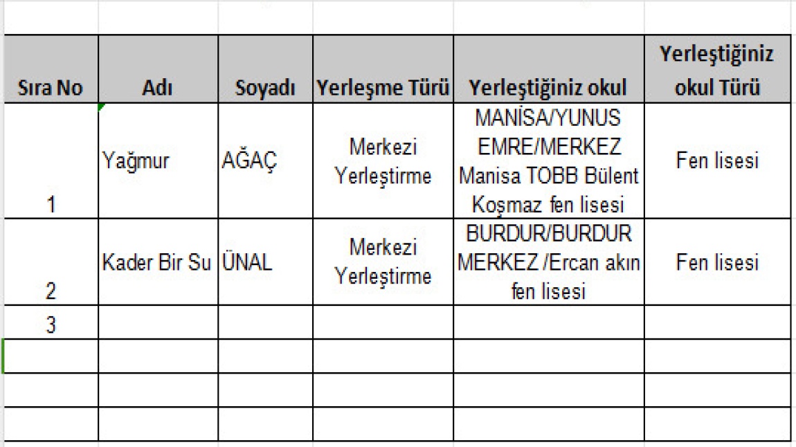 LGS YERLEŞTİRME SONUÇLARI